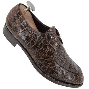 Vintage Genuine Alligator Nettleton Exotic Dark Brown Dress Shoe Split-toe Derby